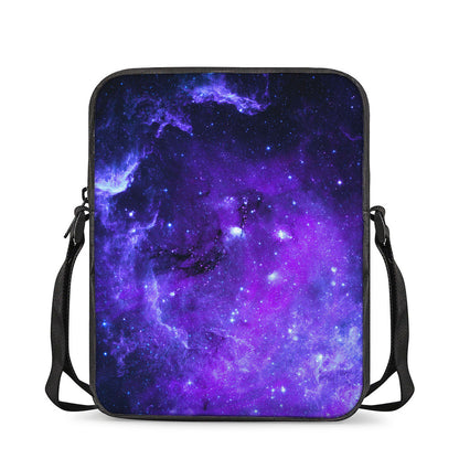 Purple Stars Nebula Galaxy Space Print Rectangular Crossbody Bag