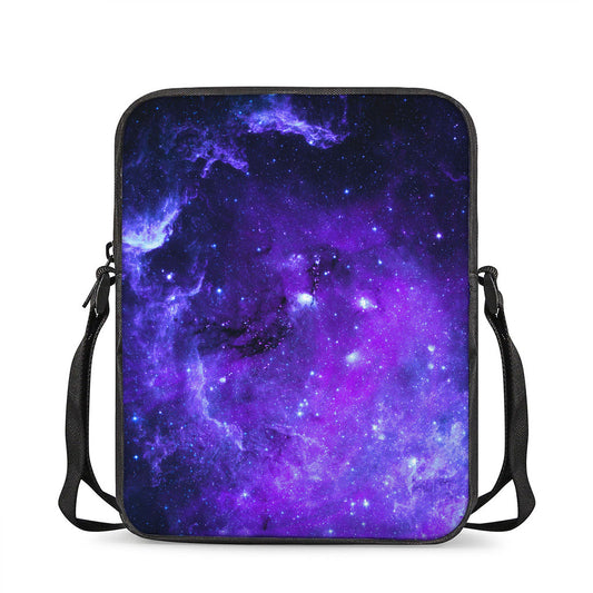 Purple Stars Nebula Galaxy Space Print Rectangular Crossbody Bag