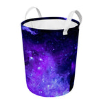 Purple Stars Nebula Galaxy Space Print Round Laundry Basket