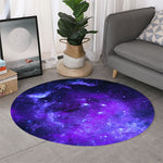 Purple Stars Nebula Galaxy Space Print Round Rug