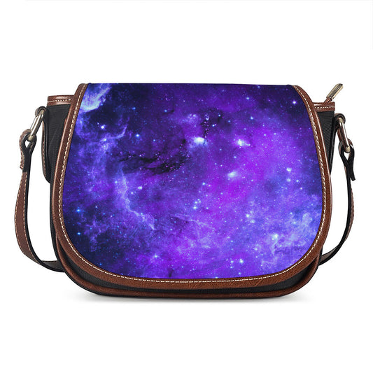 Purple Stars Nebula Galaxy Space Print Saddle Bag