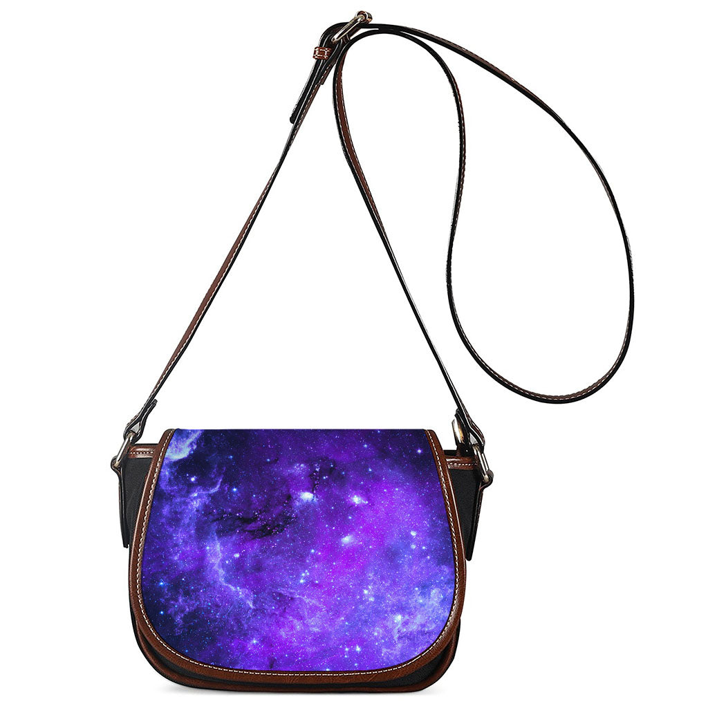 Purple Stars Nebula Galaxy Space Print Saddle Bag