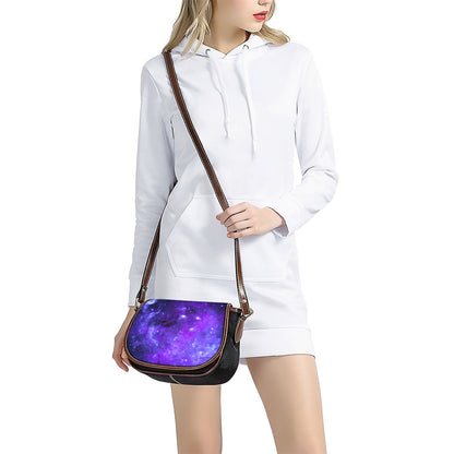 Purple Stars Nebula Galaxy Space Print Saddle Bag