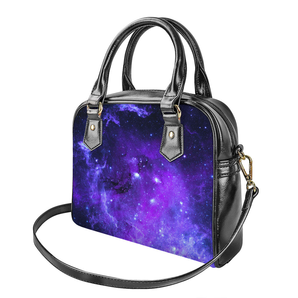 Purple Stars Nebula Galaxy Space Print Shoulder Handbag
