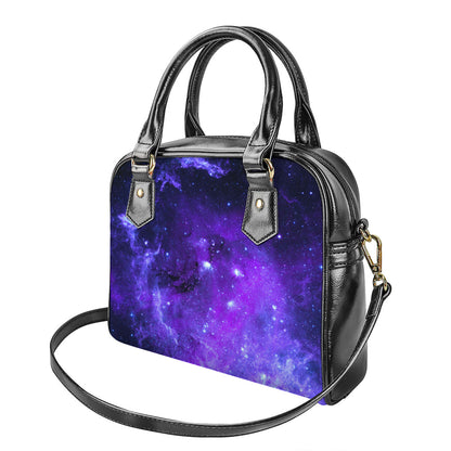 Purple Stars Nebula Galaxy Space Print Shoulder Handbag