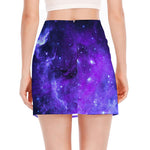 Purple Stars Nebula Galaxy Space Print Side Slit Mini Skirt