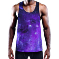 Purple Stars Nebula Galaxy Space Print Men's Workout Tank Top