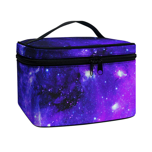 Purple Stars Nebula Galaxy Space Print Travel Makeup Bag