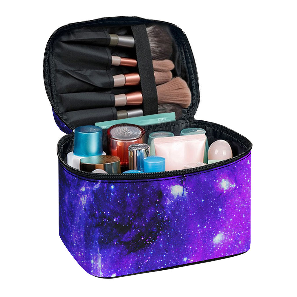 Purple Stars Nebula Galaxy Space Print Travel Makeup Bag