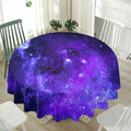 Purple Stars Nebula Galaxy Space Print Waterproof Round Tablecloth