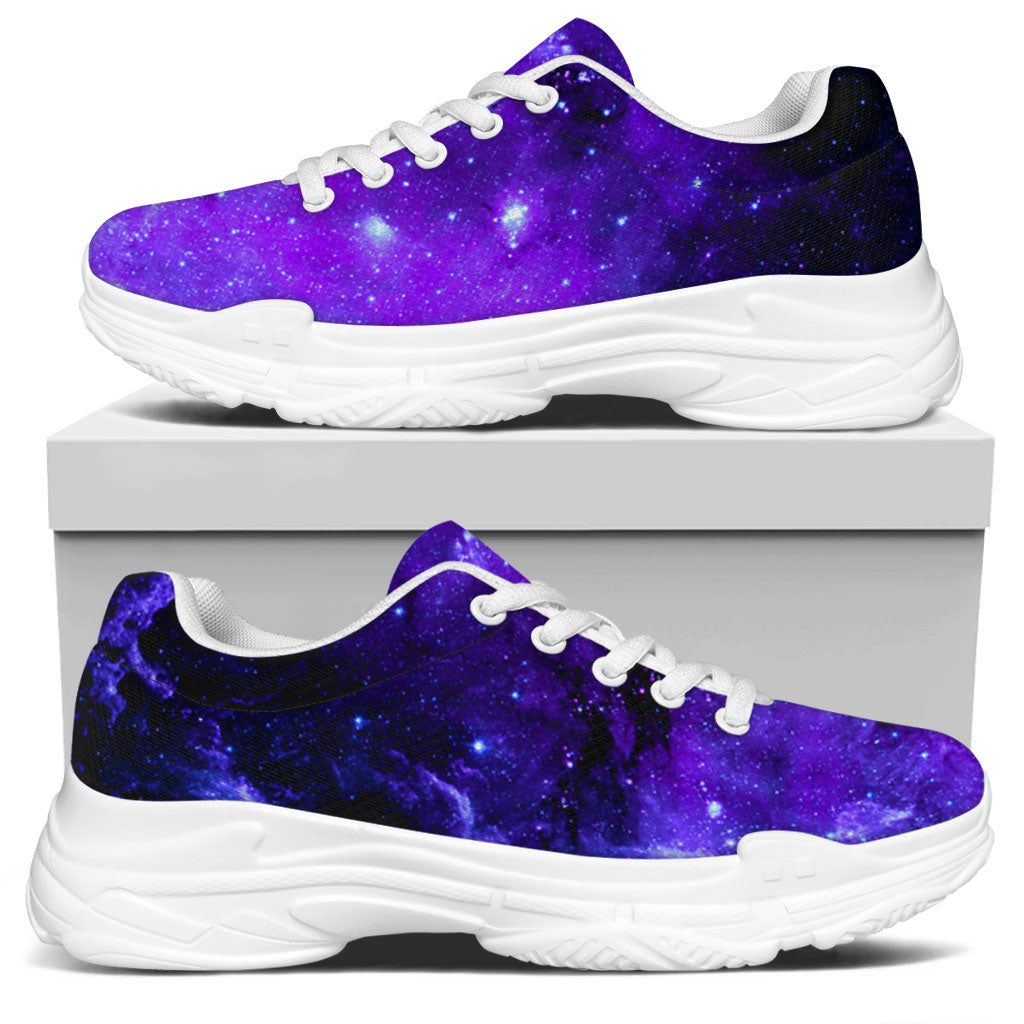 Purple Stars Nebula Galaxy Space Print White Chunky Shoes