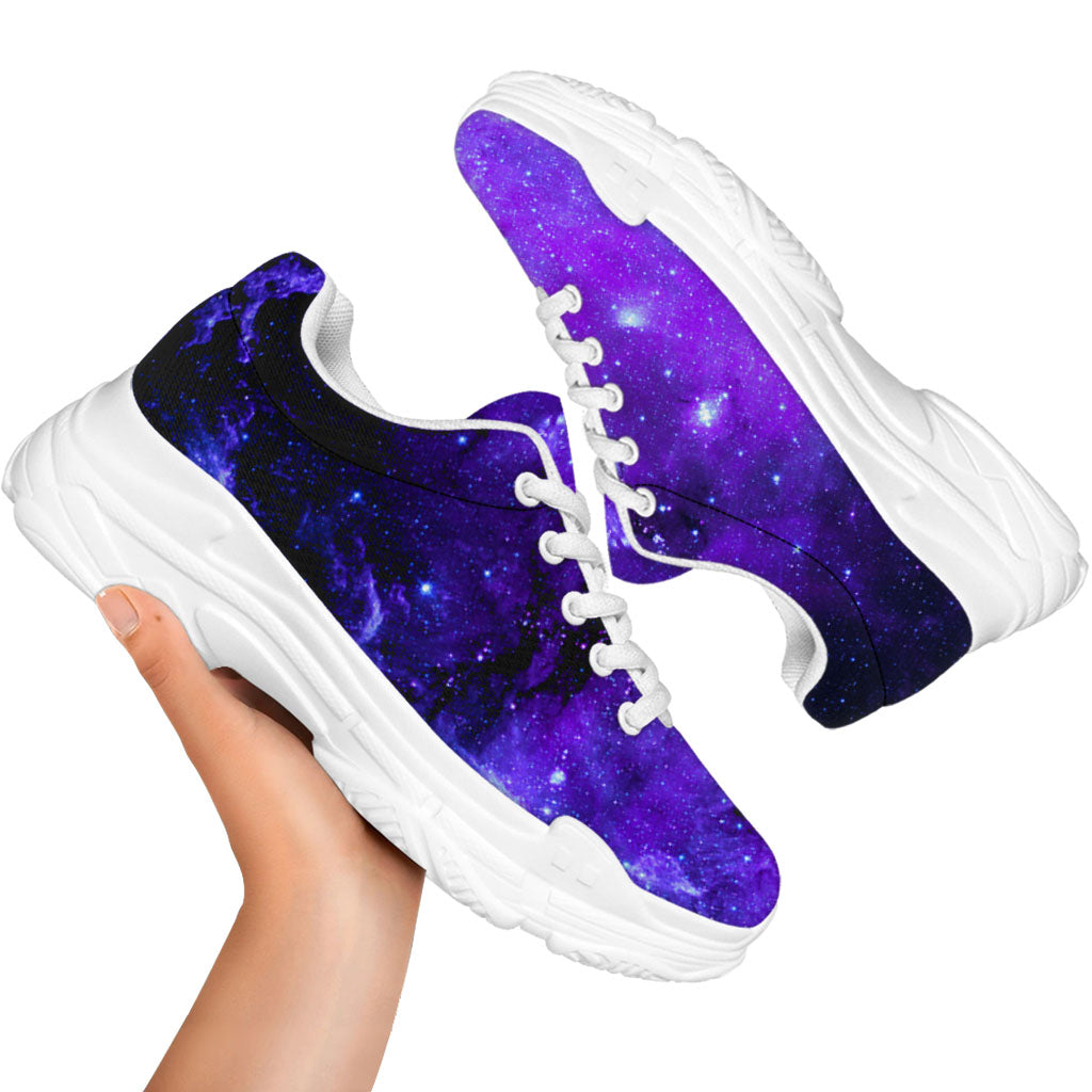 Purple Stars Nebula Galaxy Space Print White Chunky Shoes