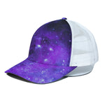 Purple Stars Nebula Galaxy Space Print White Mesh Trucker Cap