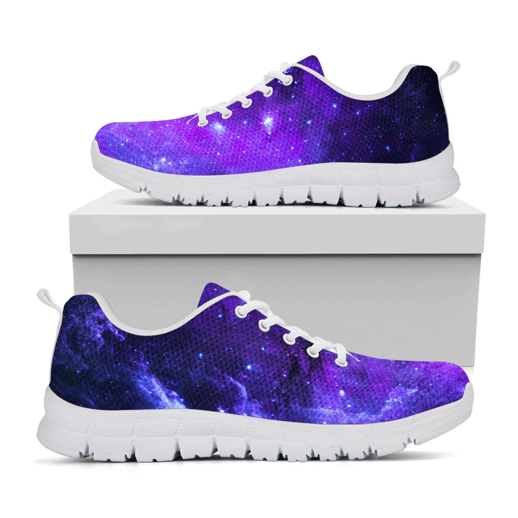 Purple Stars Nebula Galaxy Space Print White Running Shoes