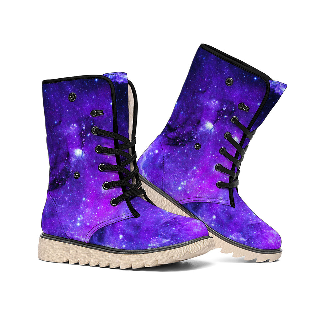 Purple Stars Nebula Galaxy Space Print Winter Boots