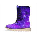 Purple Stars Nebula Galaxy Space Print Winter Boots