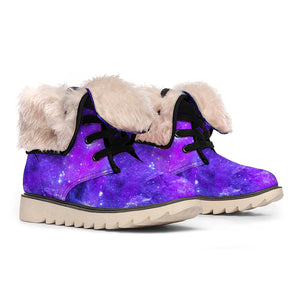 Purple Stars Nebula Galaxy Space Print Winter Boots