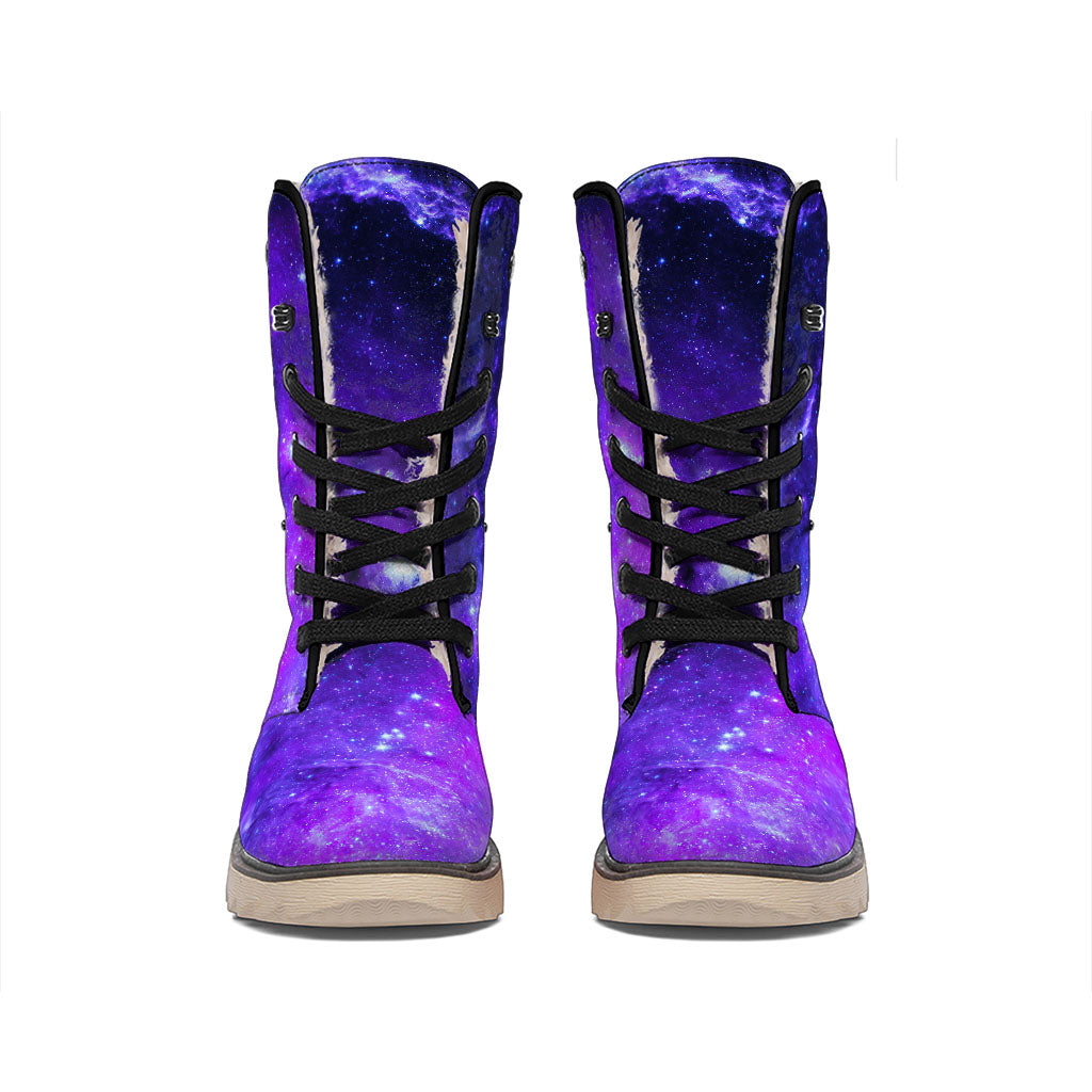 Purple Stars Nebula Galaxy Space Print Winter Boots