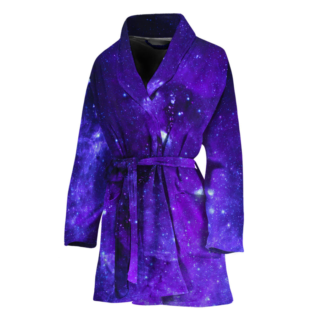 Purple Stars Nebula Galaxy Space Print Women's Bathrobe