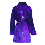 Purple Stars Nebula Galaxy Space Print Women's Bathrobe