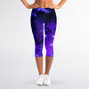 Purple Stars Nebula Galaxy Space Print Women's Capri Leggings