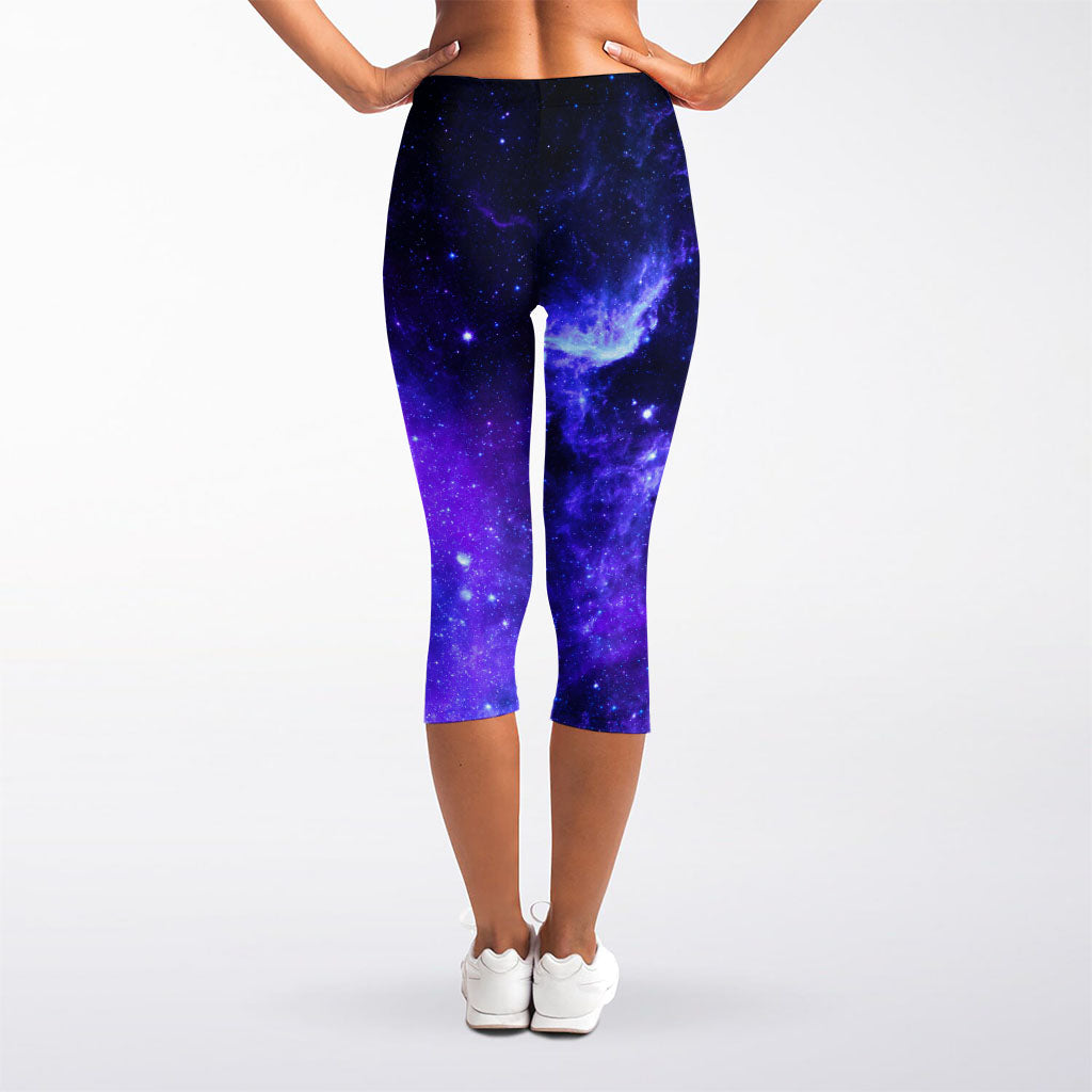 Purple Stars Nebula Galaxy Space Print Women's Capri Leggings