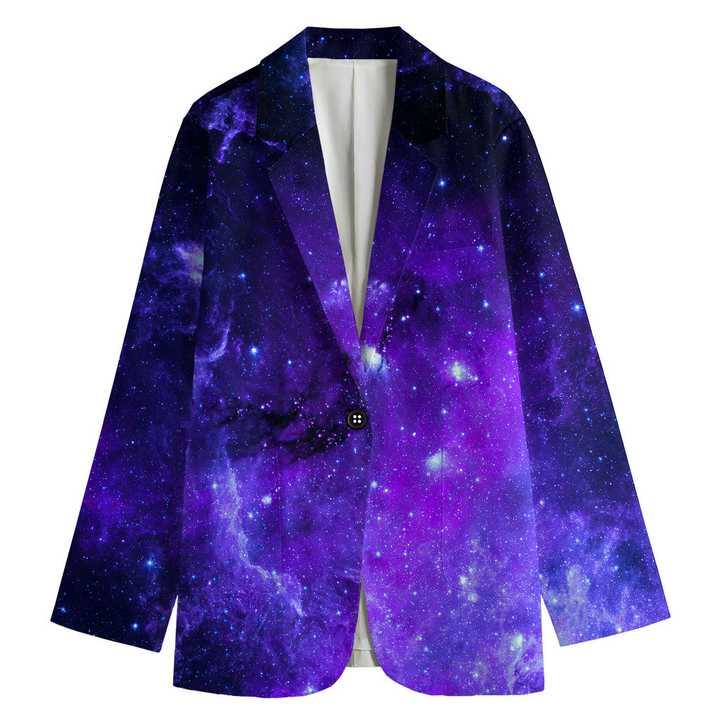 Purple Stars Nebula Galaxy Space Print Women's Cotton Blazer