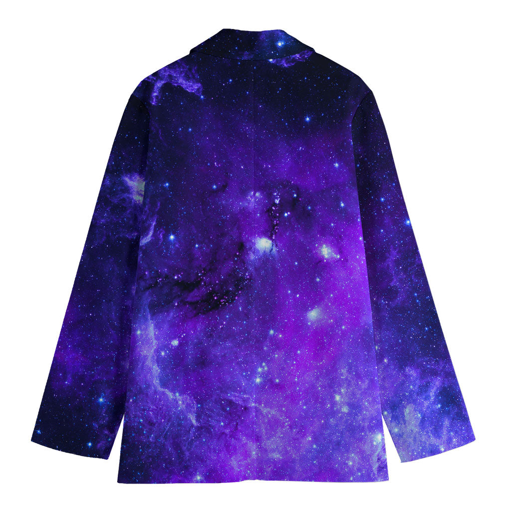 Purple Stars Nebula Galaxy Space Print Women's Cotton Blazer