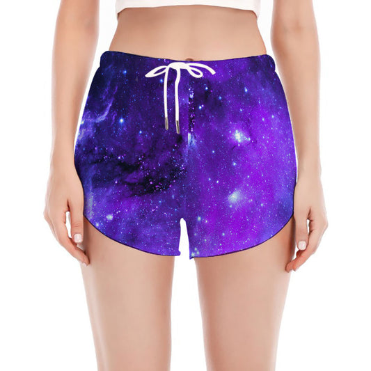 Purple Stars Nebula Galaxy Space Print Women's Split Running Shorts