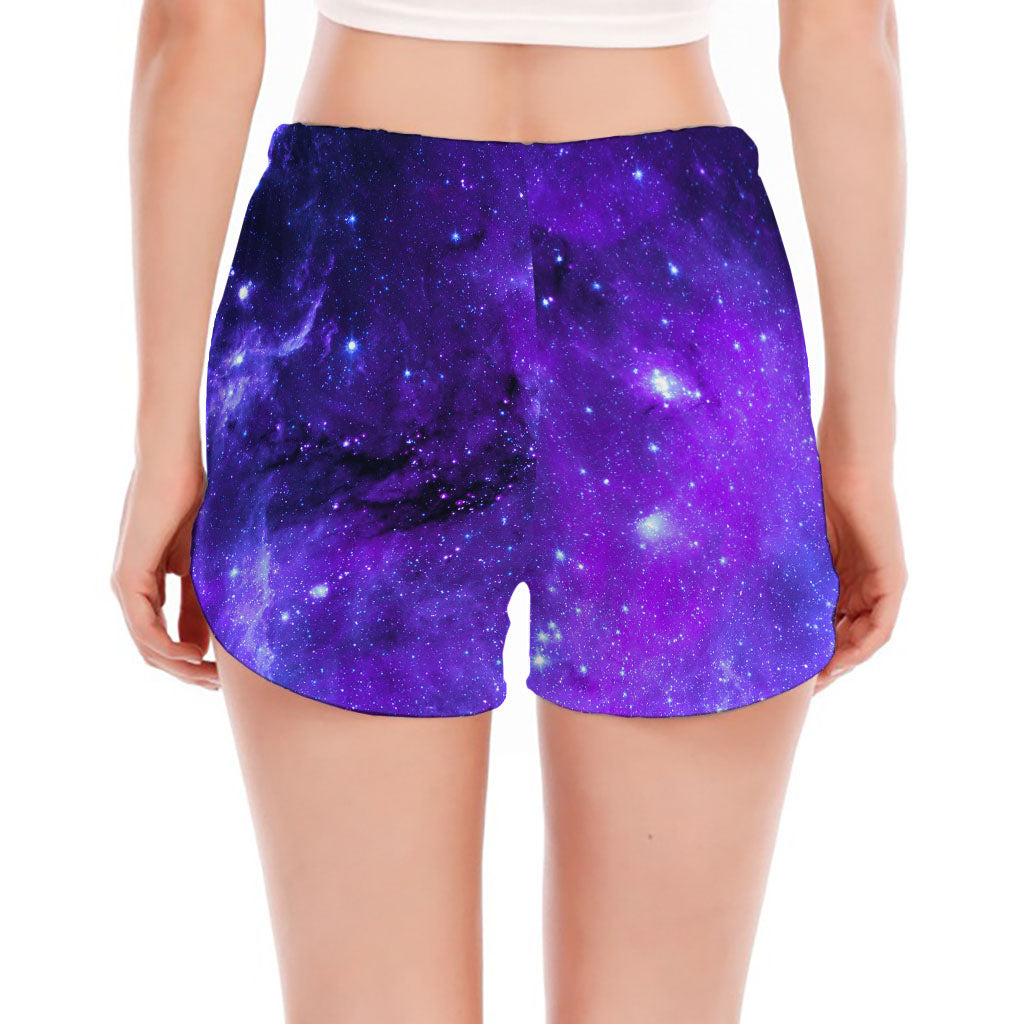 Purple Stars Nebula Galaxy Space Print Women's Split Running Shorts