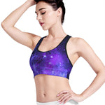 Purple Stars Nebula Galaxy Space Print Women's Sports Bra