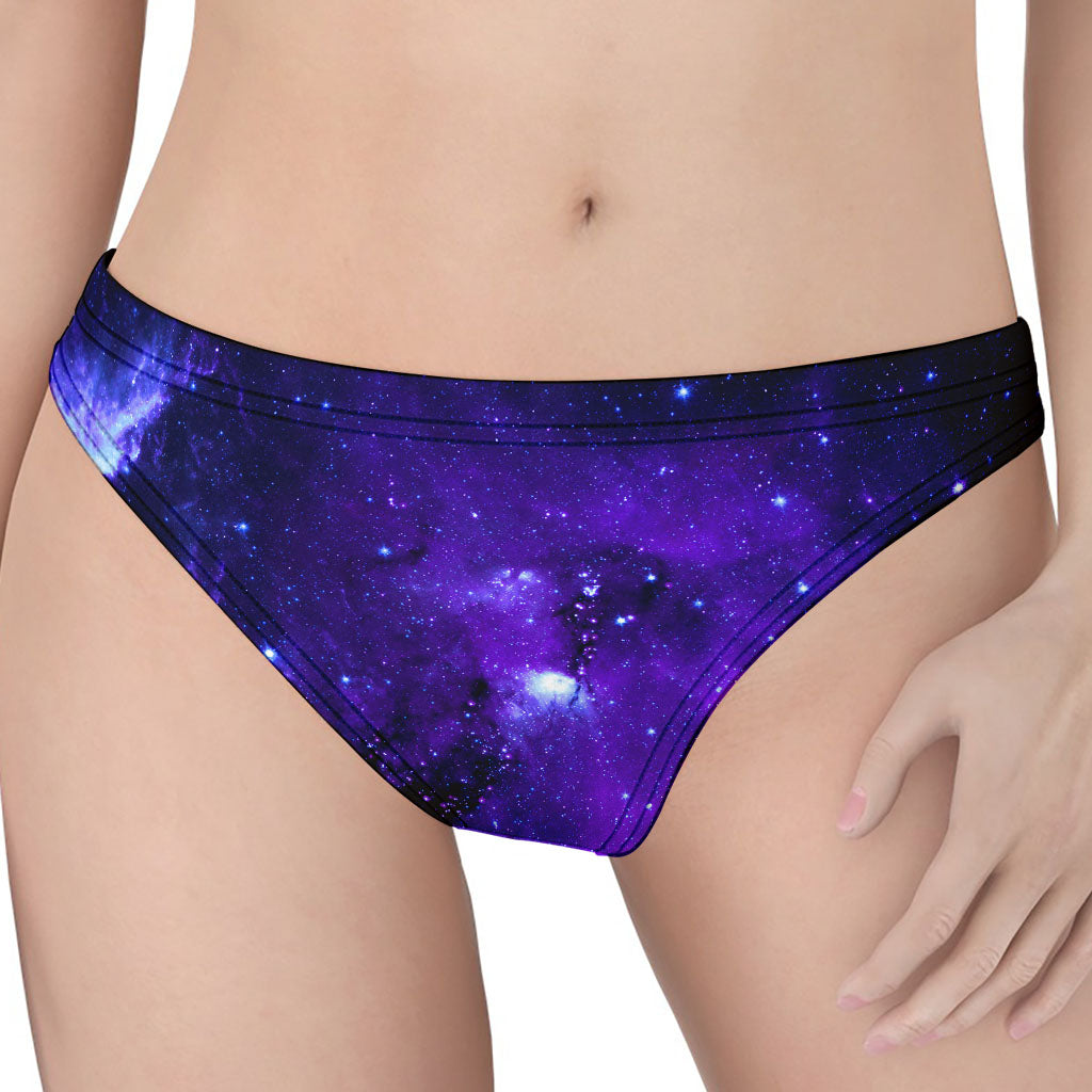 Purple Stars Nebula Galaxy Space Print Women's Thong