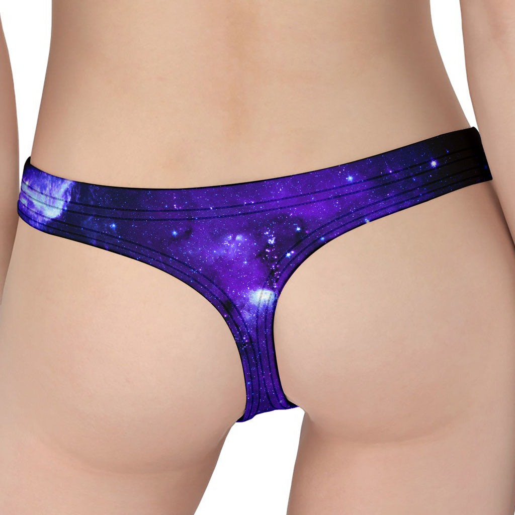 Purple Stars Nebula Galaxy Space Print Women's Thong