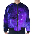 Purple Stars Nebula Galaxy Space Print Zip Sleeve Bomber Jacket