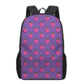 Purple Strawberry Pattern Print 17 Inch Backpack