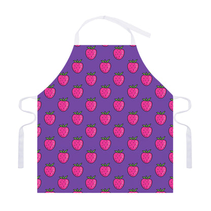 Purple Strawberry Pattern Print Adjustable Apron