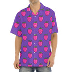 Purple Strawberry Pattern Print Aloha Shirt