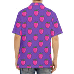 Purple Strawberry Pattern Print Aloha Shirt