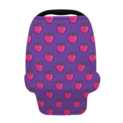 Purple Strawberry Pattern Print Baby Seat Cover