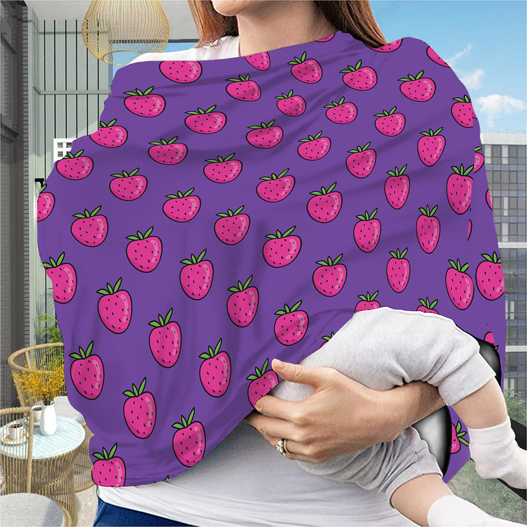 Purple Strawberry Pattern Print Baby Seat Cover