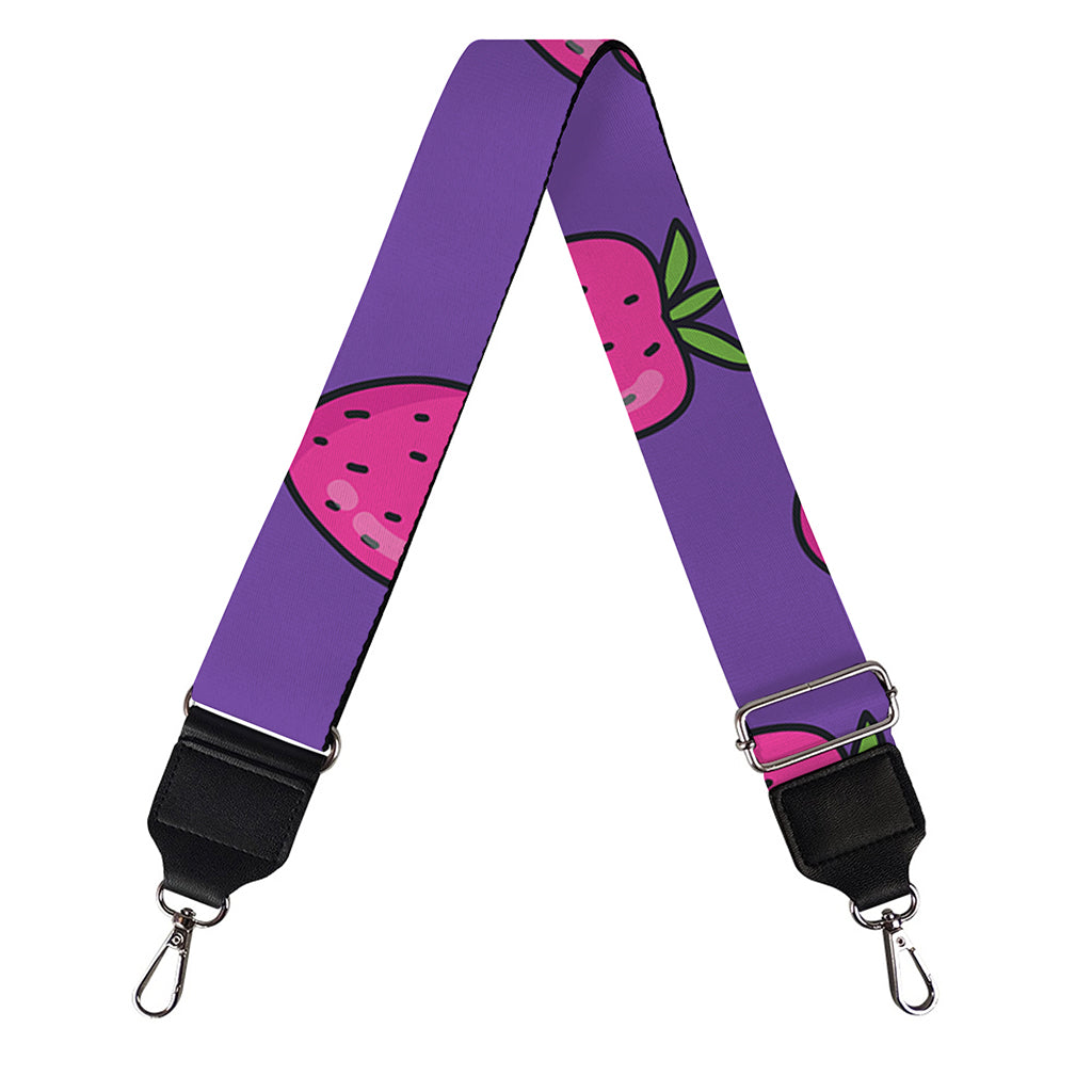 Purple Strawberry Pattern Print Bag Strap