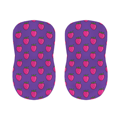 Purple Strawberry Pattern Print Bar Stool Covers