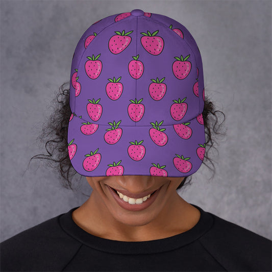 Purple Strawberry Pattern Print Baseball Cap