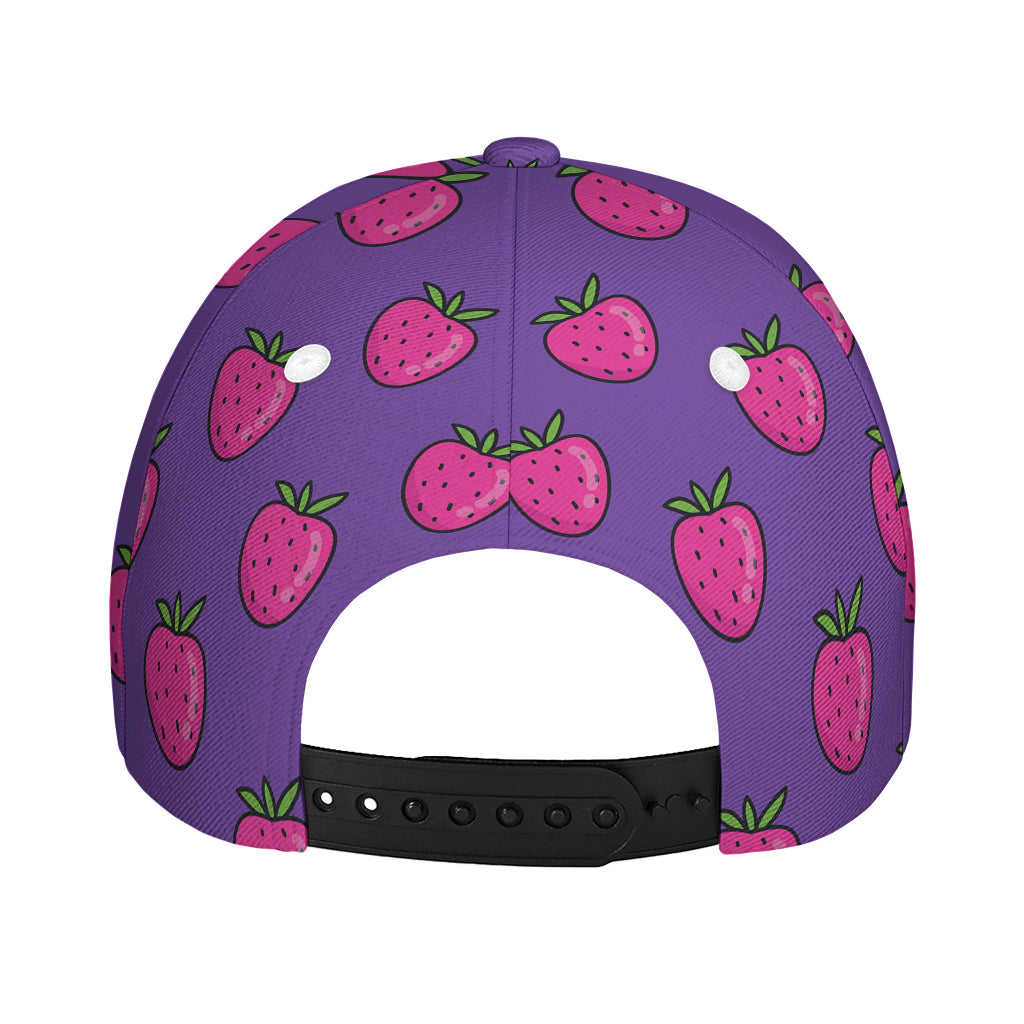 Purple Strawberry Pattern Print Baseball Cap
