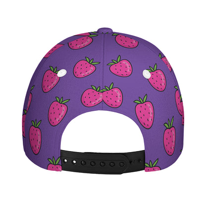 Purple Strawberry Pattern Print Baseball Cap