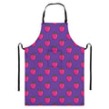 Purple Strawberry Pattern Print Bib Apron With Pocket