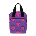 Purple Strawberry Pattern Print Bible Tote Bag