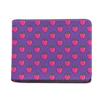 Purple Strawberry Pattern Print Bifold Wallet