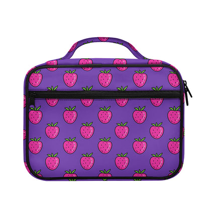 Purple Strawberry Pattern Print Briefcase Bible Bag