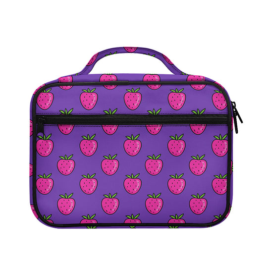 Purple Strawberry Pattern Print Briefcase Bible Bag